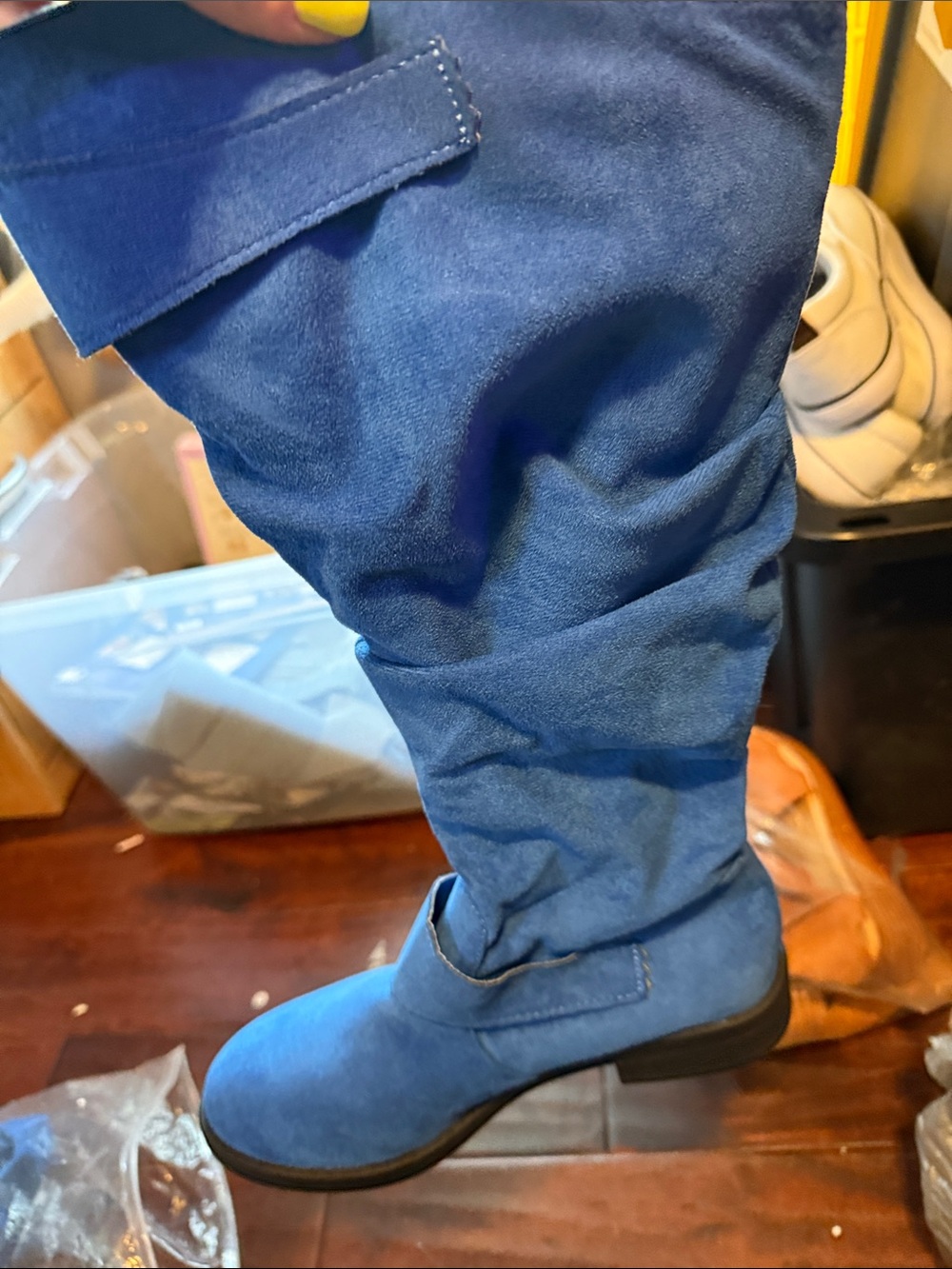 Royal Blue Suede Knee-High Boots